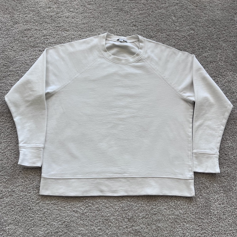 James Perse French Terry Sweatshirt Womens 1 White Cotton Crewneck Pullover Knit